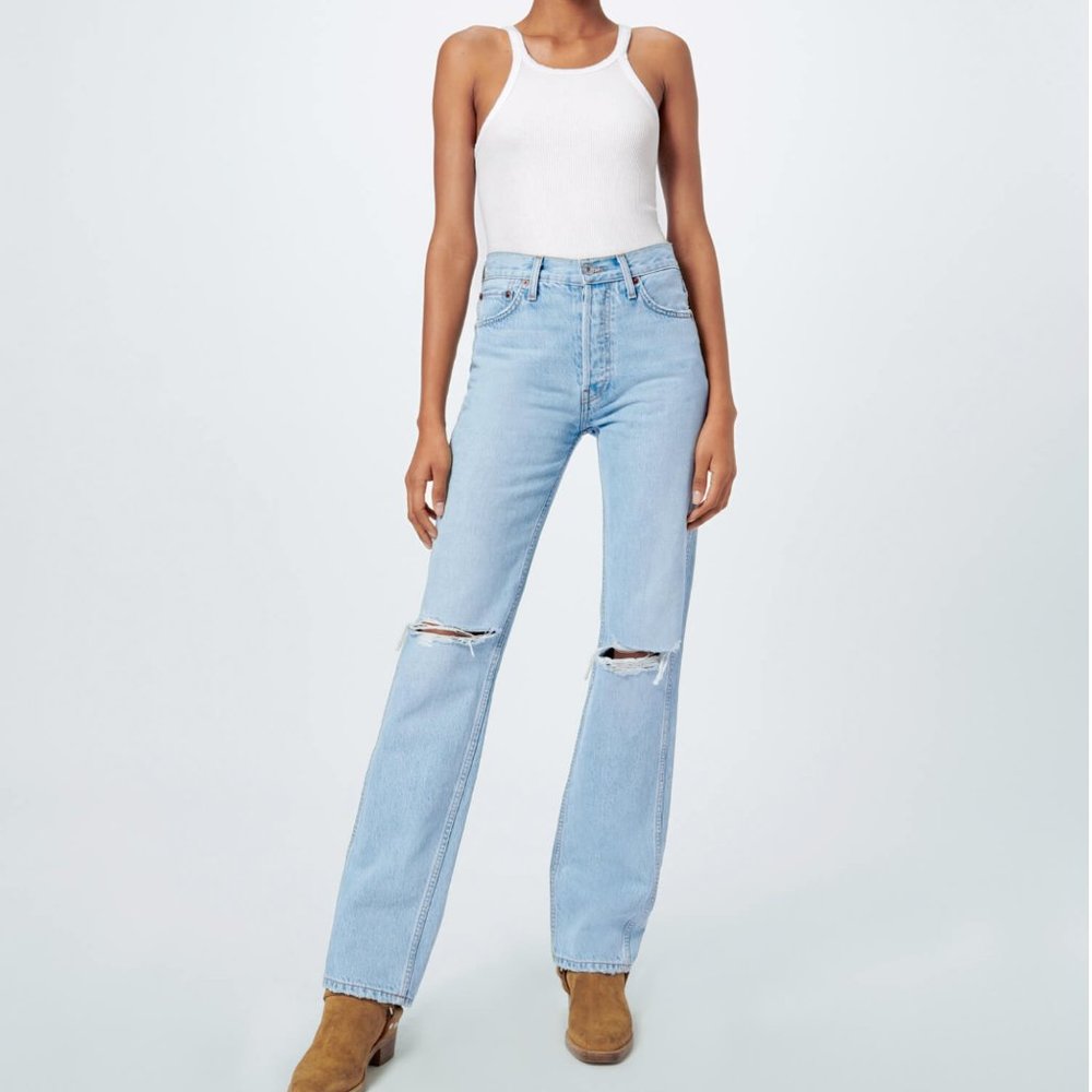 RE/DONE High Rise Loose Jeans - Bleach Destroy